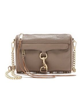 Rebecca Minkoff Mini Mac in Taupe Leather Crossbody Bag with Gold Hardware